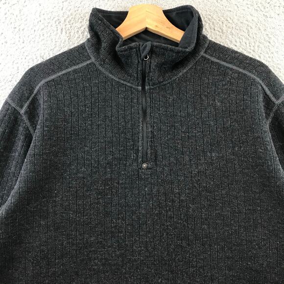 PrAna Men's Large Quarter Zip Long Sleeve Gray Pullover Wool - Picture 3 of 10